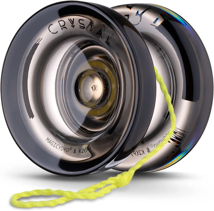 K2 Crystal Black Yoyo Professional, Responsive Yoyo for Kids Beginners with Extra Unresponsive Yo Yo Bearing, Pro Plastic Trick Yo Yo for Adults+12 Stings+Bearing Removal Tool+Storage Bag