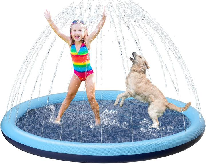 Kids Dog Splash Pad Sprinkler -  Non Slip Dog Sprinkler Pad Splash Pool Puppy Dogs Pool Summer Outdoor Water Toys Backyard Durable Splash Pad for Toddlers Kids Small Medium Large Dogs Pet