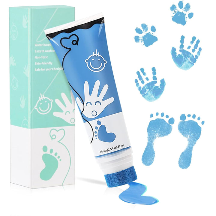 75Ml Black Baby Hand and Footprint Ink Kit, Baby Handprint Footprint Paint for Newborn Keepsake, Dog Cat Paw Print Kit, Washable, Non Toxic Acid-Free, Safe Gentle for Ideal New Mom Gifts