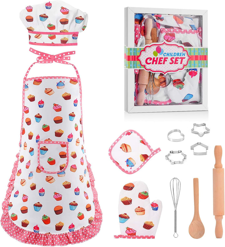 Gifts for 2-8 Year Old Girls Boys,Chef Costume Set Kids Apron for Girls Toddler Birthday Xmas Gifts for Kids Stocking Stuffer
