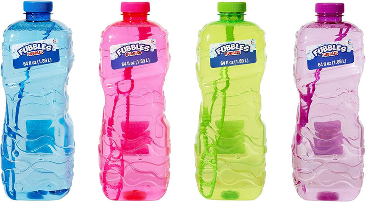 BUBBLES by  Fubbles | 64Oz Non Toxic Bubble Solution Refill for Kids | Bubble Wand Included, Colors May Vary, (12301E)