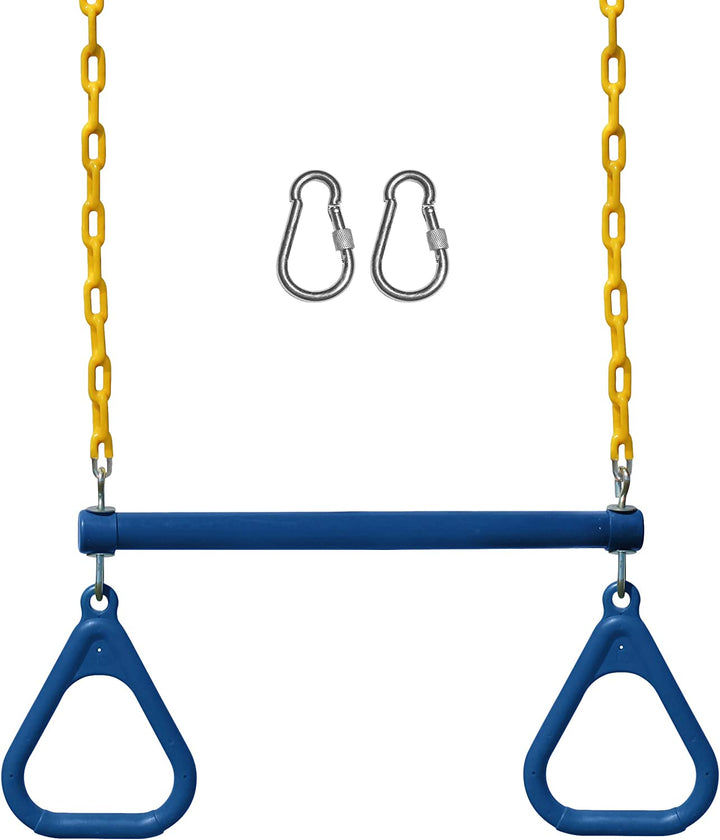 Swing Sets for Backyard, Monkey Bars & Swingset Accessories - Set Includes 18" Trapeze Swing Bar & 48" Heavy Duty Chain with Locking Carabiners - Outdoor Play Equipment (Green)