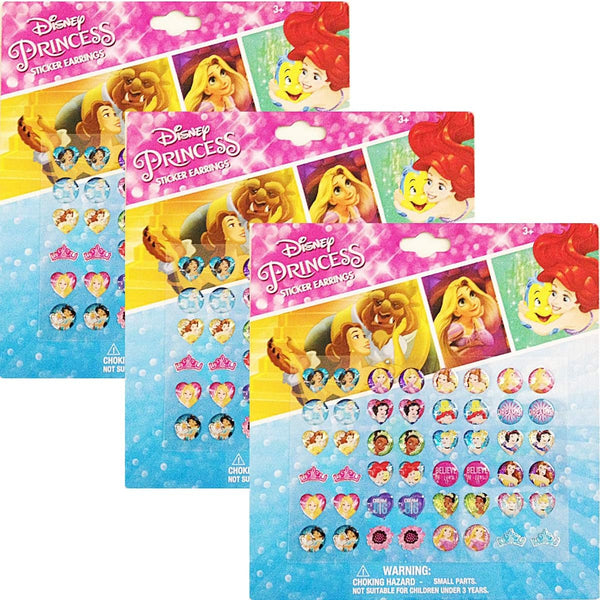 Princess Kids 24-Pair Sticker Earrings (Pack of 3)