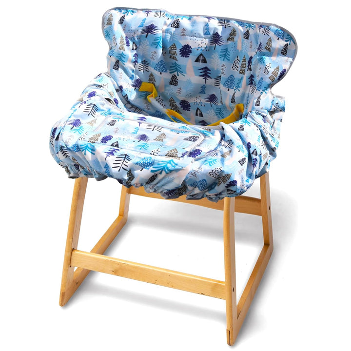 2 in 1 Shopping Cart Cover&High Chair Cover for Restaurant Seat, Grocery Cart Cover for Baby Infant Toddler Girl/Boy Reversible, Machine Washable (Blue)