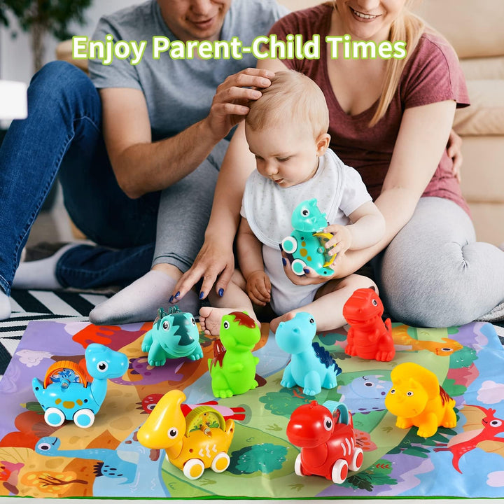 9 PCS Dinosaur Fantastic Creatures Car Toys with Playmat/Storage Bag|Baby Toys for 1 2 Year Old Boy|1St Birthday Gifts for Toddler|1 Year Old Boy Gift for Infant 12 18 Months