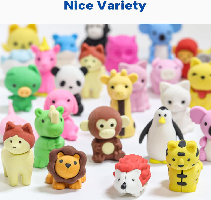 Animal Erasers for Kids, 35 Pcs Pencil Erasers Bulk Mini Erasers Treasure Box Toys for Classroom Prizes School Supplies