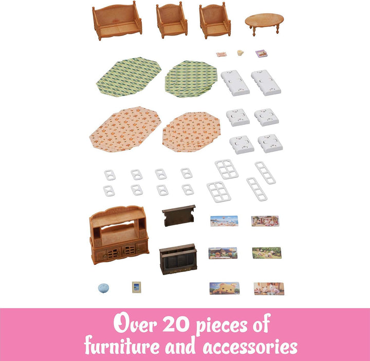 Comfy Living Room Set - Toy Dollhouse Furniture & Accessories Set for Ages 3+