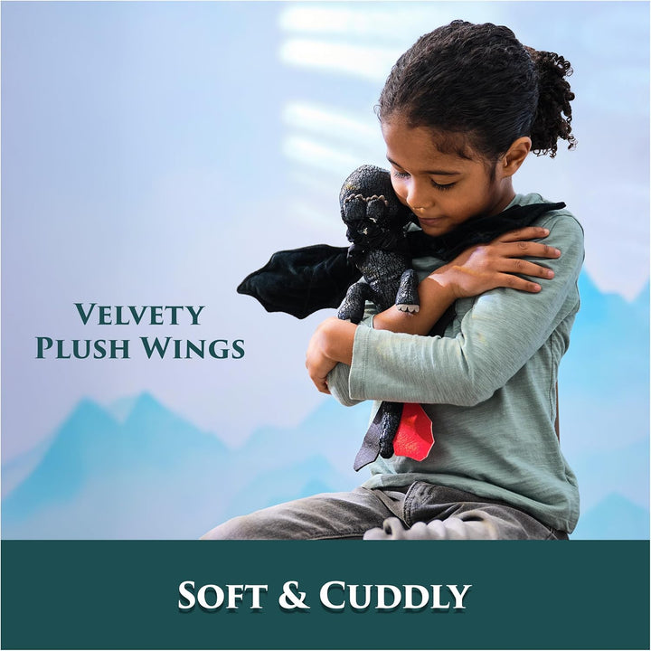 How to Train Your Dragon, Hug and Glide Toothless Plush Toy, 12” Dragon Stuffed Animal, Kids Toys for Boys Ages 4 and Up