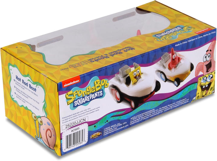 Pull Back 2PK Spongebob & Patrick Hot Rod Boats, Pull Back and Watch Them Zoom, No Batteries, No Controls, No Hassle, Fun–Fast–Portable, Great Gift, Official Nickoledeon Licensed