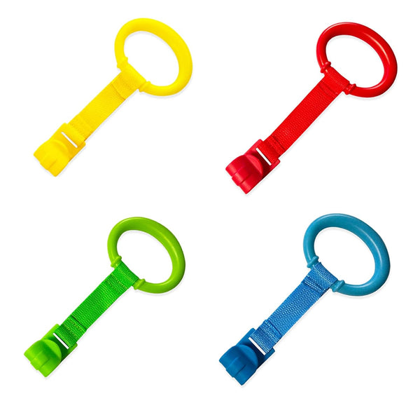 Baby Pull up Rings,Standing Walker Crib Tool 4 Pieces Playpen Crib Hook Ring Help Baby Stand Universal Walking Training Tool