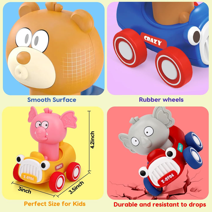 Press and Go Toy Cars for Toddlers 1-3 Push Go Animal Racing Baby Cars Toys Infant 6-12-18 Months Toys for 1 Year Old Boy Girl First Birthday Gifts for One Two 2 Year Old Toddler Toys 1-2 2-3