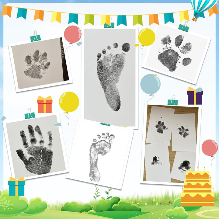 6-Pack Baby Inkless Hand and Footprint Kit, Ink Pad Paw Print Kit for Dogs, Dog Nose Print Kit, Dog Paw Print Kit - Baby Footprint Kit with Clean-Touch, 12 Imprint Cards ( Jet Black )