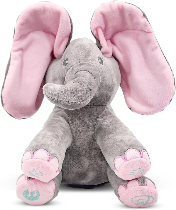 Kaia Peek a Boo Elephant Toy, Interactive Singing Stuffed Elephant Plush with Moving Ears, Musical Stuffed Animal for Babies and Toddlers, Adorable Elephant Baby Toy