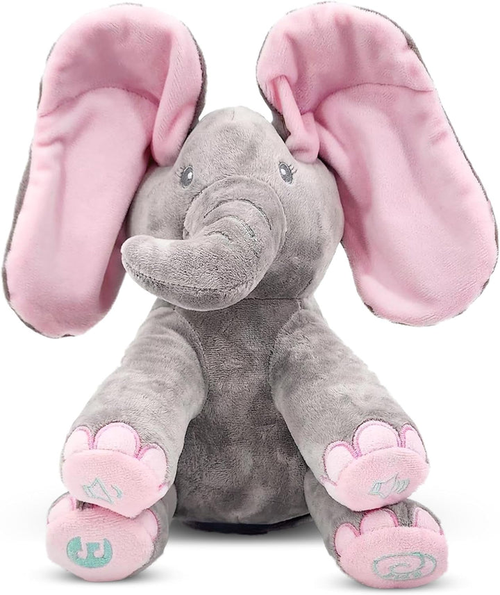Kaia Peek a Boo Elephant Toy, Interactive Singing Stuffed Elephant Plush with Moving Ears, Musical Stuffed Animal for Babies and Toddlers, Adorable Elephant Baby Toy