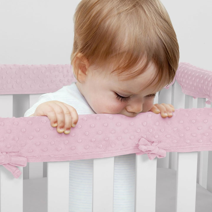 3Pcs New Teething Edge Crib Rail Cover&Corner Guard Coverage Straps,Reversible Guardrail Cover Protector for Boys Girls(1 Long 2 Short Gray)