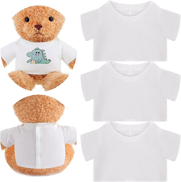 3 Pcs Sublimation Shirt Fit 14-18 Inch Stuffed Bear Blank Stuffed Bear Clothes Plush Bear T Shirts for DIY Make Unique Stuffed Doll Clothes