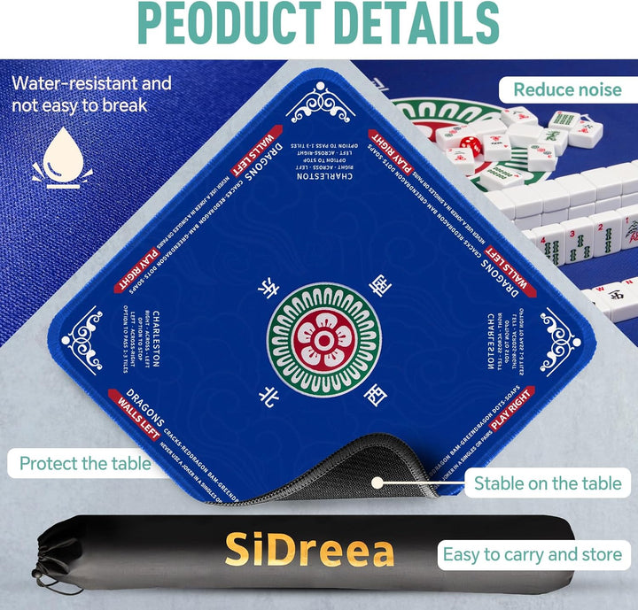 Mahjong Mat, 32.4×32.4 Inch Noise Reduction Anti-Slip Mahjong Mat for Table, Mahjong Table Mat for Poker, Card, Board Games Table Mat, Tile Games, Dominoes