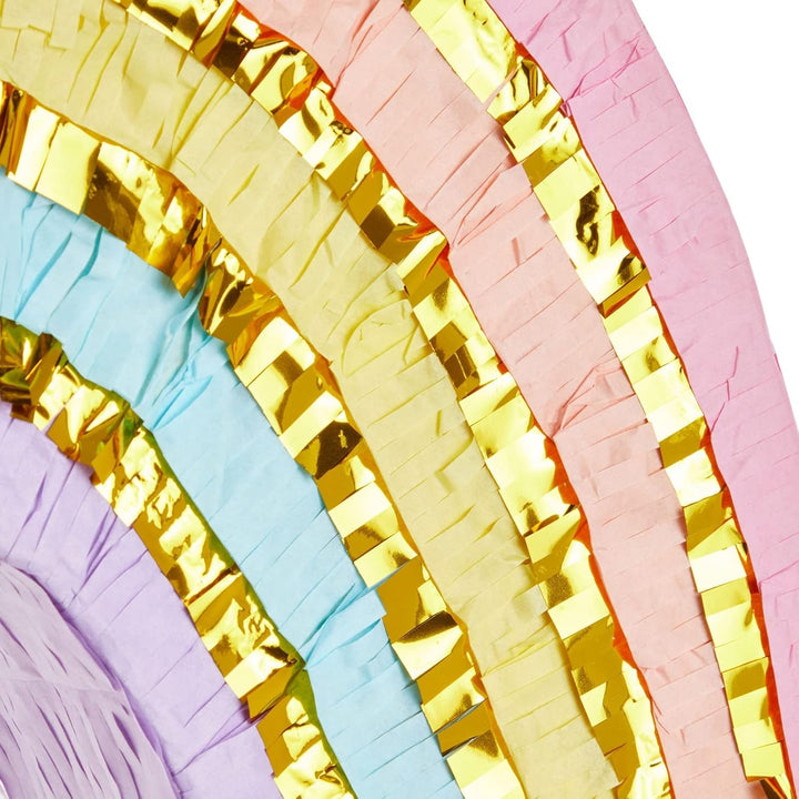 Rainbow Pull String Pinata for Pastel Birthday Decorations, Gender Reveal Party Supplies, and Birthday Party (Small, 16.5 X 10 X 3 In)