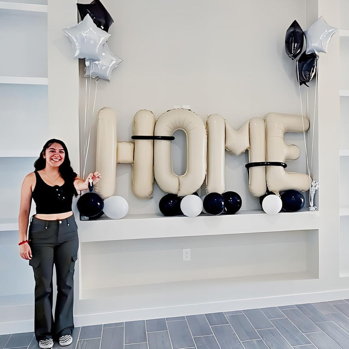40 Inch Beige HOME Balloon for Housewarming Party Decorations, Large Cream New Home Welcome Balloon Letter Banner, Ivory White Sand Balloons Sign for Sweet House Warming Homecoming Party Decor