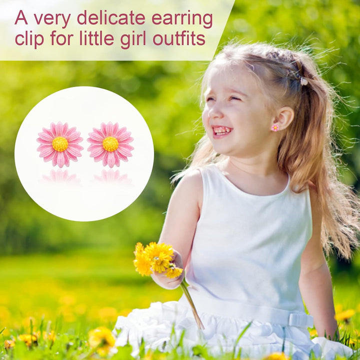 Clip on Earrings Hypoallergenic Clips Earrings Sets Suitable for Ages 4-12 Little Girls, Cute Small Clips on Earrings Jewelry Gifts Set