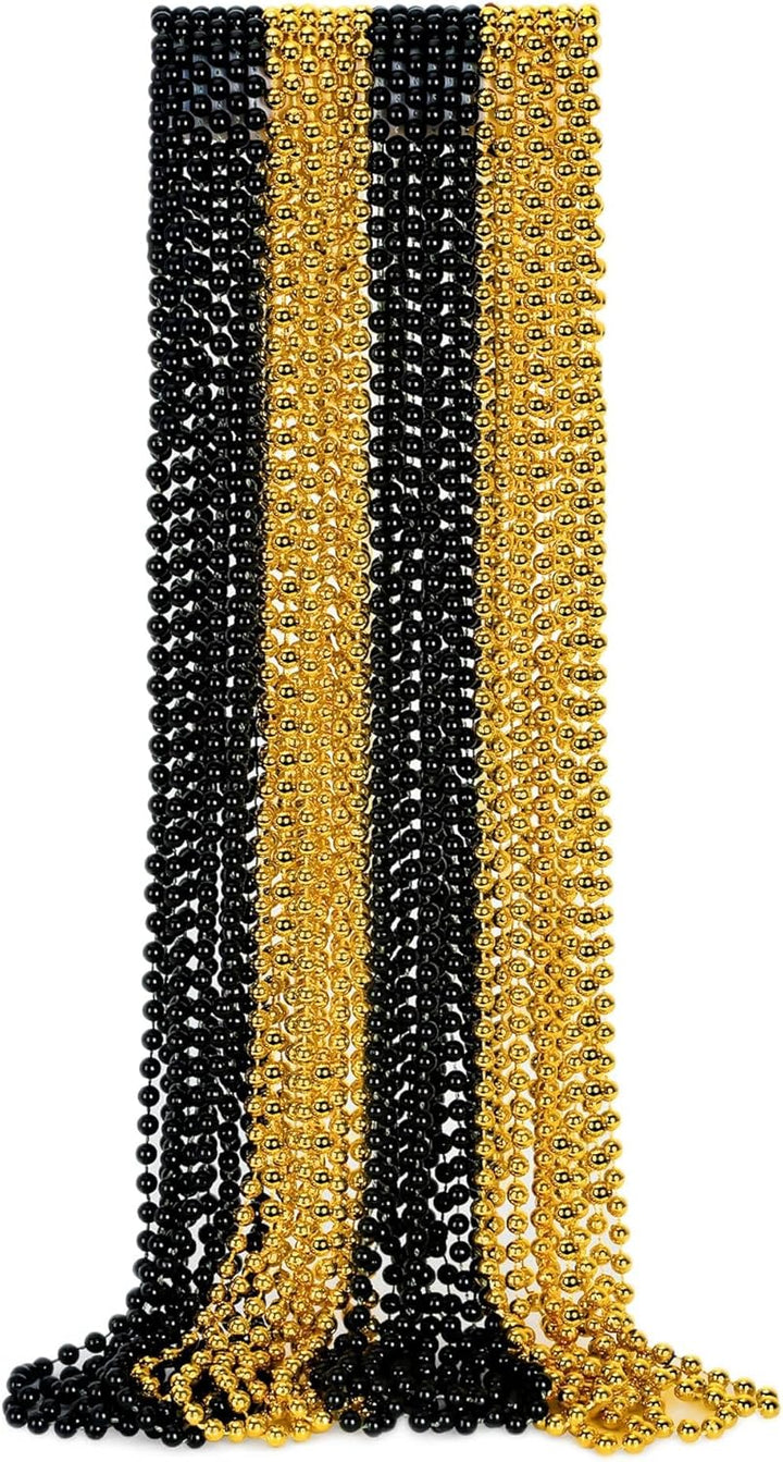 Mardi Gras Beads, 12PCS Bead Necklace Party Favors, Metallic 6 Kinds of 33" Beaded Necklaces Costumes Stuff, Festival Parade Throw Accessory Sets for Mardi Gras Celebrations Decorations
