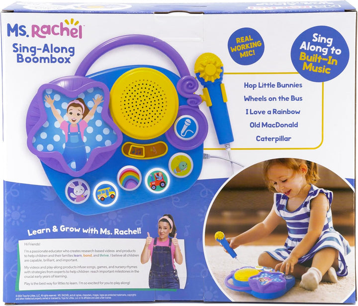 Ms Rachel Karaoke Microphone with Boombox for Fans of Toddler Toys, Kids Karaoke Machine with Built in Music
