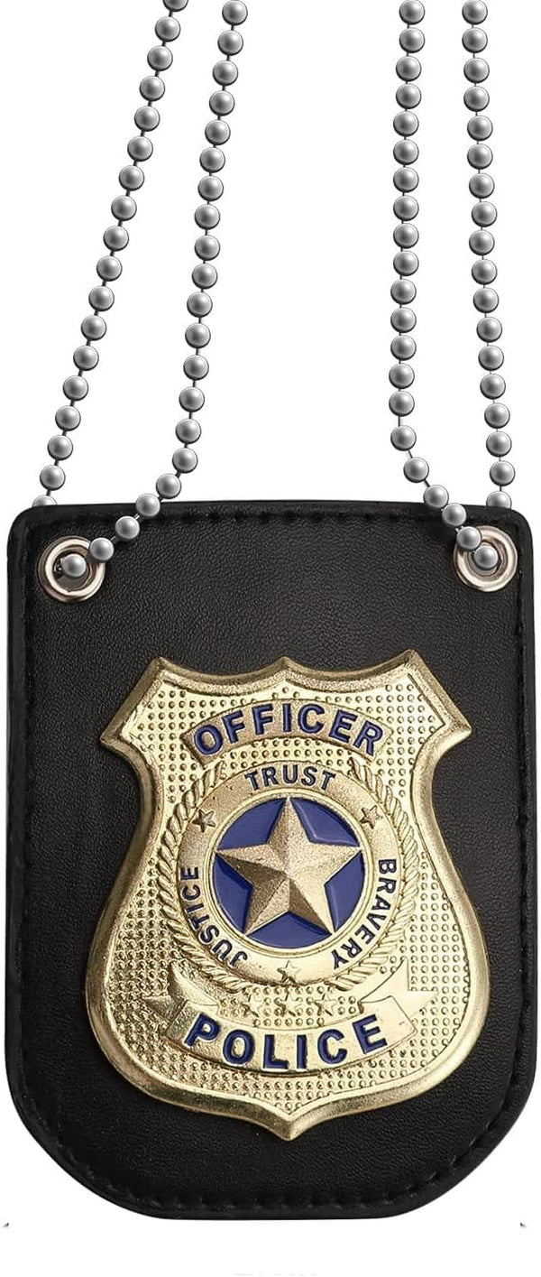 America Police Badge for Kids Pretend Play PD Badge with Chain & Belt Clip