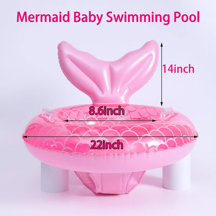 2023 New Mermaid Baby Swimming Pool Floats 6-48 Months,Inflatable Pool Swim Ring with Seat and Handle for Babies Toddlers Infant Training Summer (1-Pink)