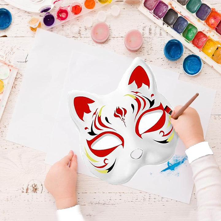 10PCS Cat Masks - White Therian Masks for Masquerade, Halloween, Kids Cosplay & Costume Parties
