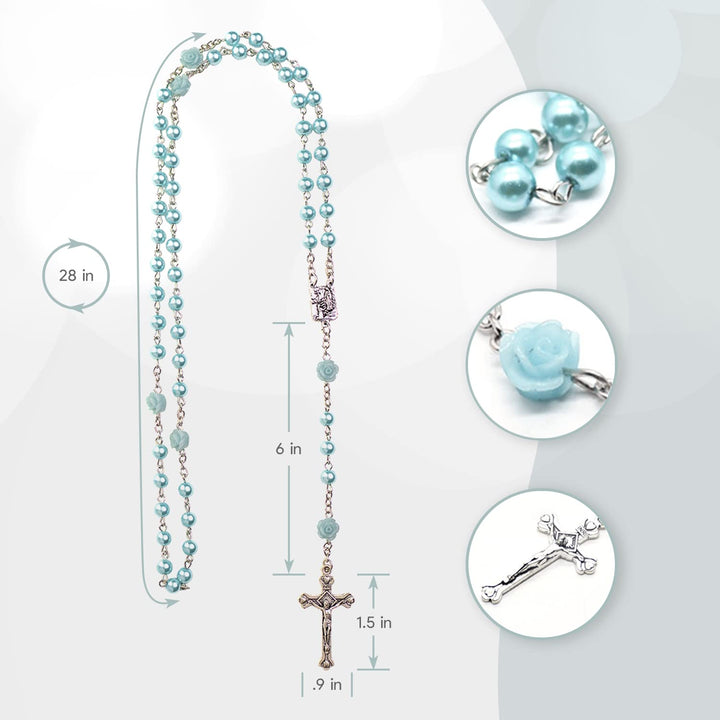 Blue My First Rosary and Keepsake Box, Catholic Baptism Gifts for Boys, Blessed First Communion Gifts for Boys or Girl Christening from Godparents