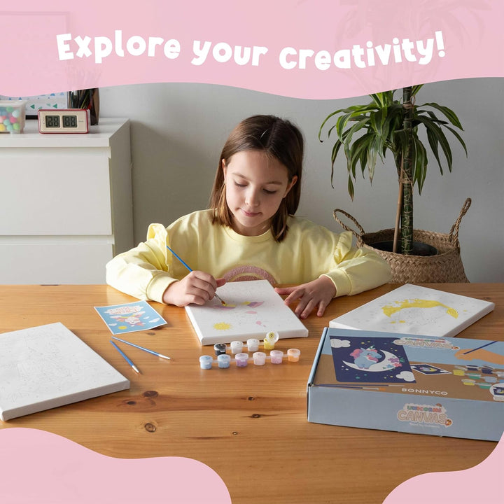 Paint by Numbers Kit for Kids Unicorns Pack 3 Canvas Paint by Number Canvas Framed Pre Drawn, Unicorn Gifts for Girls | Arts and Kids Crafts 4-6 8-12, Pintar Por Numeros | Unicorn Craft