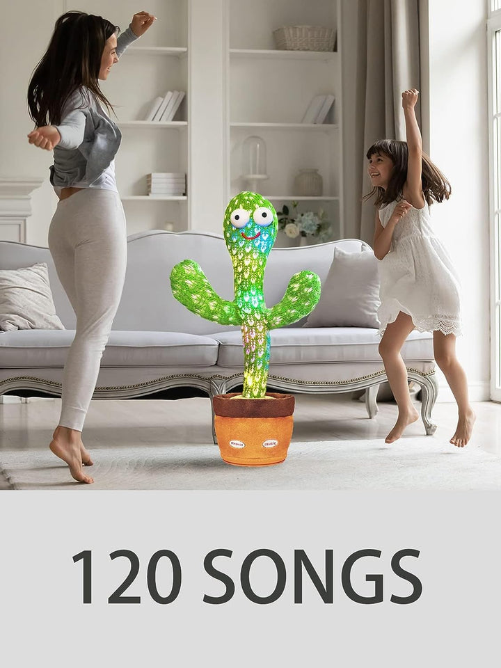 Talking Cactus Toy with LED 120 English Songs, Singing Cactus Dancing Musical Toy, Tummy Time Toys Baby Mimicking Repeats What You Say (Audio Recording & Retelling) Boys Girls Interactive Gift