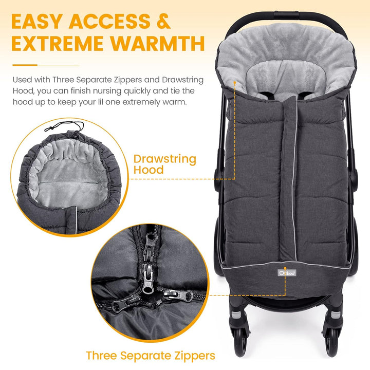 Warm Bunting Bag Universal,Stroller Sleeping Bag Cold Weather,Waterproof Toddler Footmuff (Dark Grey, Large)