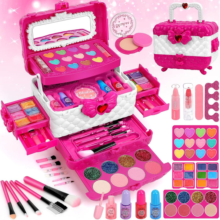 Kids Washable Makeup Kit Girl Toys for Gifts,  Toys for Girls Princess Birthday Gift Play Make up Toys for Girls Toys Age 4 -12