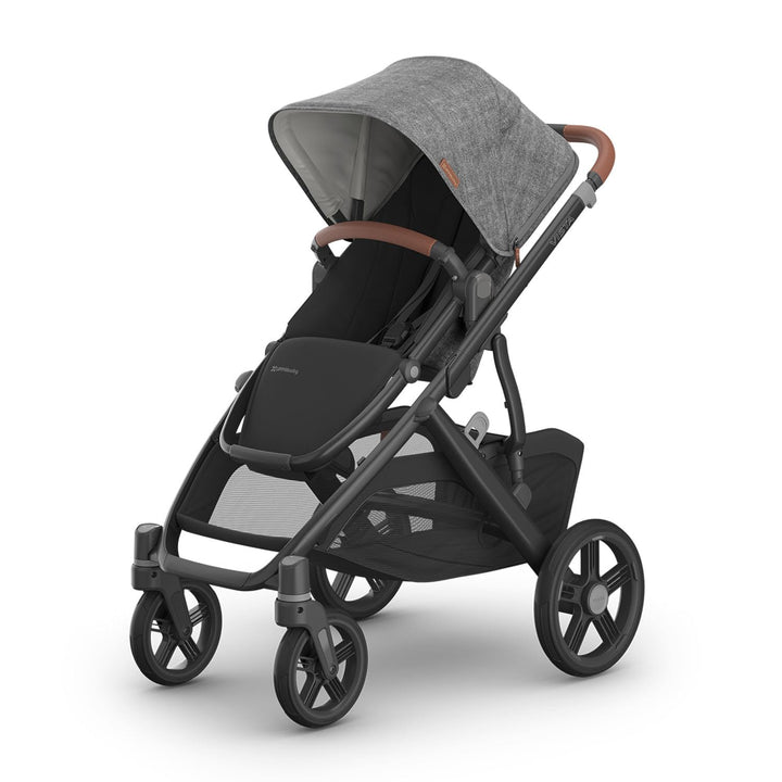 Vista V3 Stroller - Full-Size Single-To-Double Stroller System - Toddler Seat, Bug Shield, Rain Shield, and Storage Bag Included - Jake (Charcoal/Carbon Frame/Black Leather)