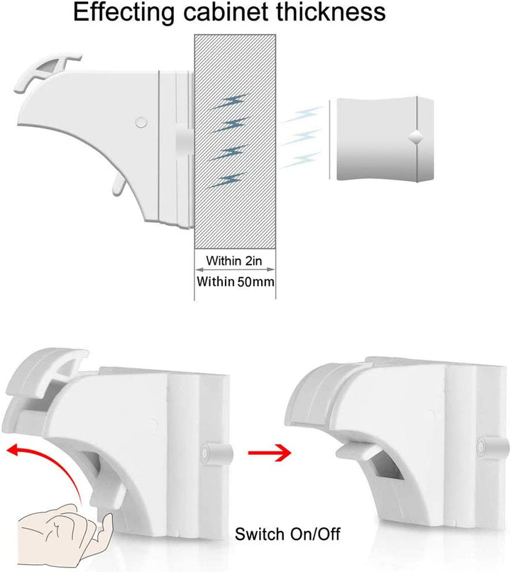 20 Pack Magnetic Cabinet Locks Baby Proofing -  Children Proof Cupboard Drawers Latches - Adhesive Easy Installation
