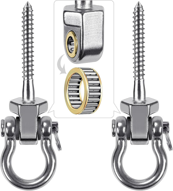 Heavy Duty Swing Hangers with Bearings, 2-Pack - Stainless Steel Porch Swing Hardware for Patio & Playground, Quiet Swivel Hooks - Indoor/Outdoor Heavy Duty Swing Hardware, 1500LB Capacity