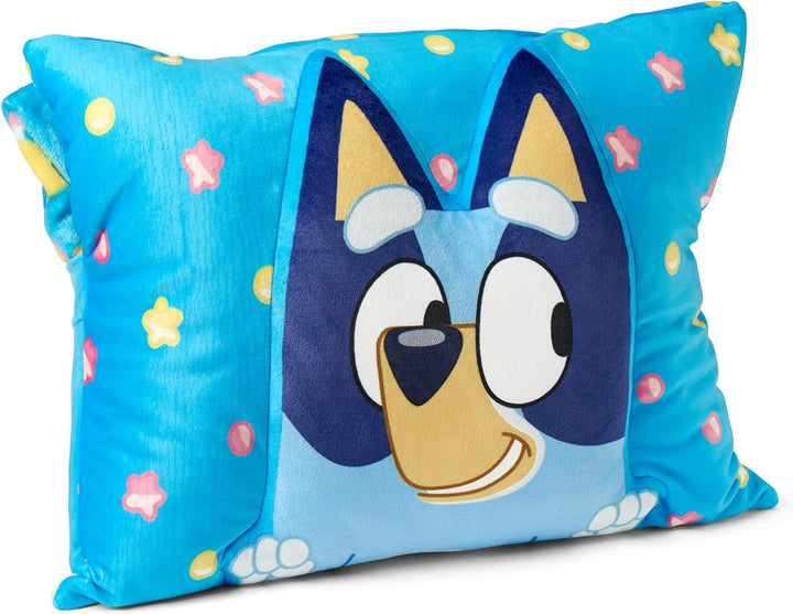 Bluey Party Pups Silk Touch Throw Blanket 50 X 60 Inches with Bluey Plush Pocket Pillow 14 X 20 Inches - Comfy & Cozy Bluey Blanket & Pillow Set for Boys and Girls