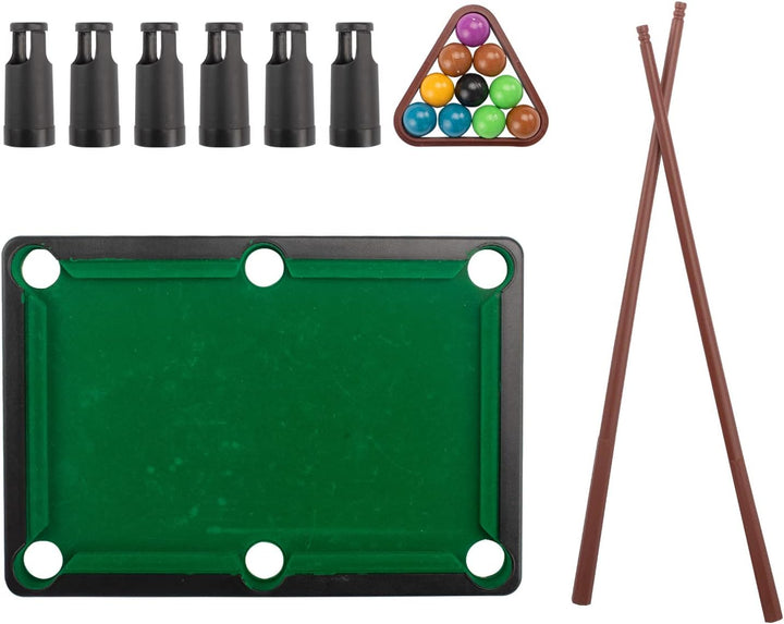 Mini Pool Table Set Portable Small Tabletop Billiards Game with 2 Sticks, 16 Balls and Triangle for Travel Party