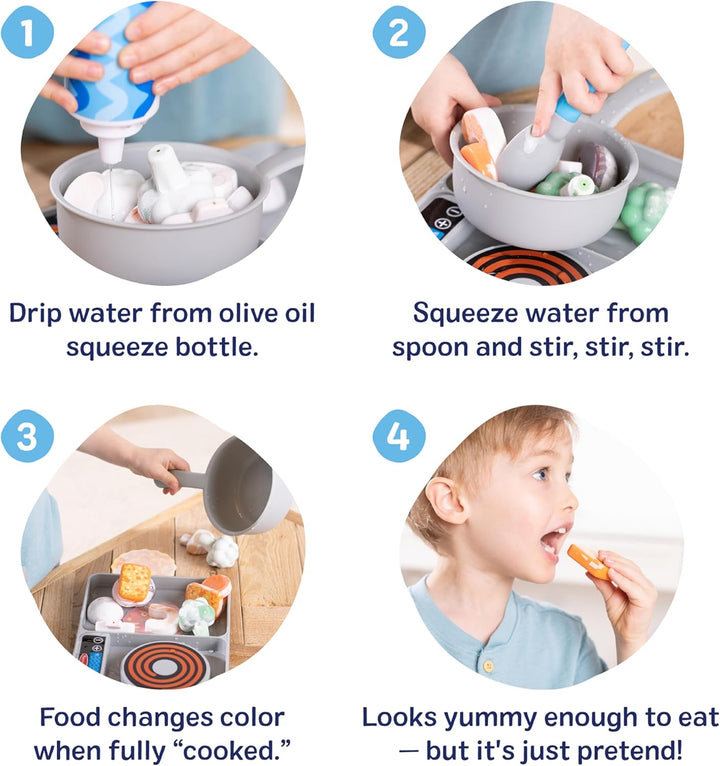 Simmer & Stir Stovetop Play Set with Water Wow!® Color Reveal Play Food Preschool Toy Ages 3+