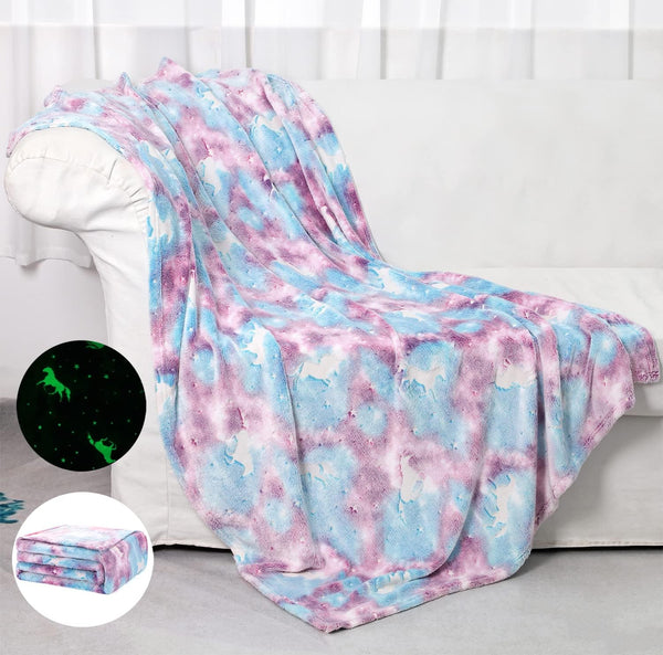 Glow in the Dark Blanket Unicorns Gifts for Girls,Unicorn Party Blankets,Luminous Girls Toys,Soft Kids Blankets,For 1-10 Year Old Girl Birthday Christmas Halloween Thanksgiving Easter Gifts,60 X 50In