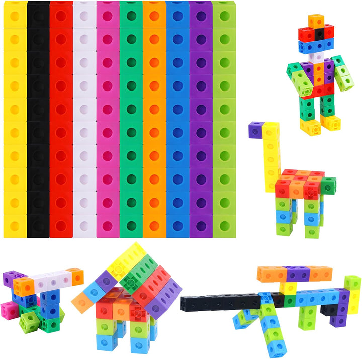 Math Linking Cubes, Math Cubes Manipulatives with Activity Cards Linking Cube Math Counters for Kids Kindergarten Learning Activities