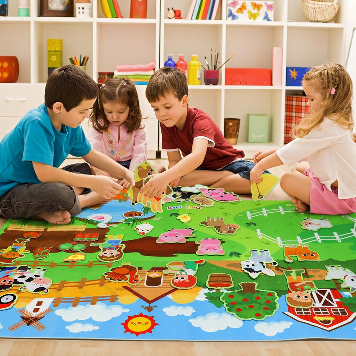 Farm Animals Felt Story Board Set 41PCS Preschool Farmhouse Barnyard Theme Busy Board Story Set Storytelling Early Learning Interactive Play Kit Wall Hanging for Toddlers Kids Children