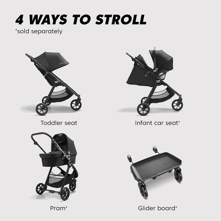 City Mini GT2 All-Terrain Stroller Black Complete with Adjustable Handlebar Hand-Operated Parking Brake and Car Seat Adapter