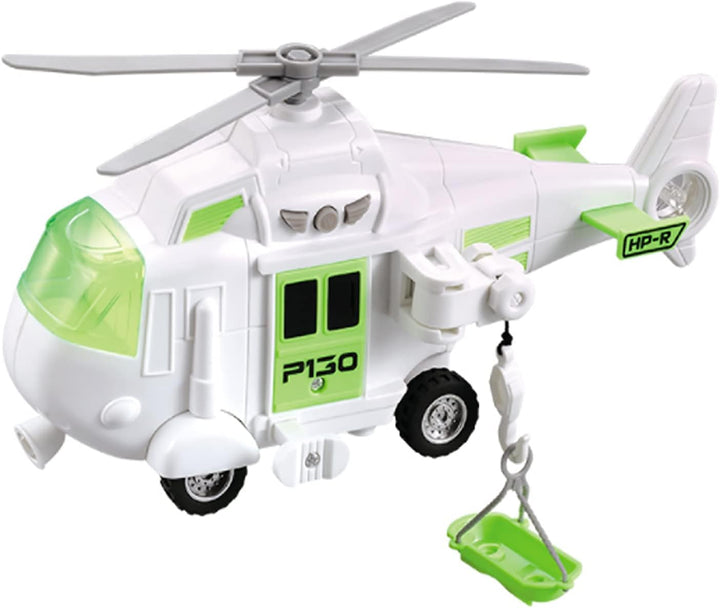 Military Helicopter, Airforce Airplane Toy with Hanging Basket Lights and Sounds for Kids(Black)