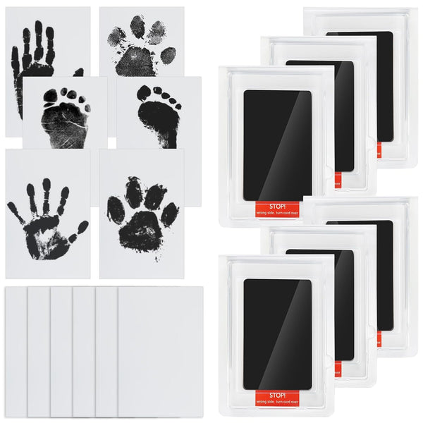 6-Pack Baby Inkless Hand and Footprint Kit, Ink Pad Paw Print Kit for Dogs, Dog Nose Print Kit, Dog Paw Print Kit - Baby Footprint Kit with Clean-Touch, 12 Imprint Cards ( Jet Black )