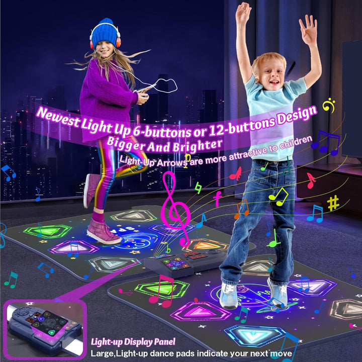 Dance Mat Toys for 3-12 Year Old Girls Boys,Dance Mat for Kids with Light up 12-Buttons, Music Dance Toy for Toddler with 5 Modes & Bluetooth,Birthday Xmas Gifts for 3 4 5 6 7 8 9 10+ Year Old Kids