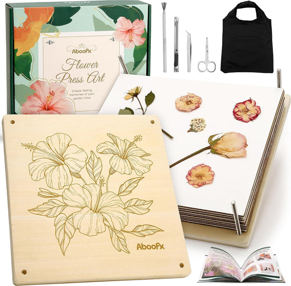 Flower Press Kit, Craft Kits 11"X11" 10 Layers Wooden Flower Pressing Kit for Crafts Pressed Flowers and Plant for DIY Art, Preservation for Bookmark Frame Wedding Flower Drying