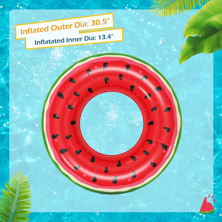 Inflatable Pool Toys Floats for Swimming Pool Party Lake Beach Kids Adults - 4 Pack Floaties Pool Tubes Swim Rings Fruit Water Floaty Watermelon Kiwi Orange Grape