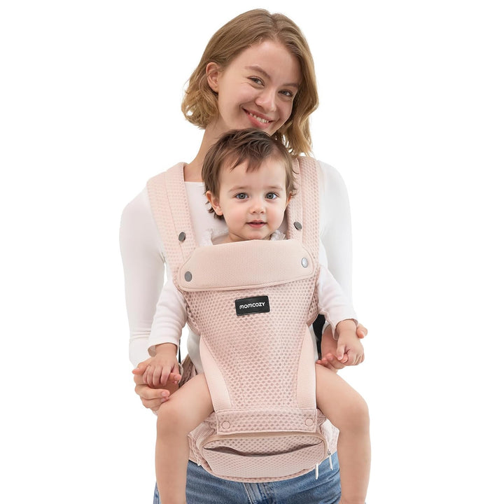 Baby Carrier with Hip Seat, 2-In-1 Forward-Facing Carry for Active Babies, Detachable Hands-Free Infant Carrier up to 44Lbs, All Seasons Toddler Carrier Fits Waist Sizes up to 45 Inches, Black
